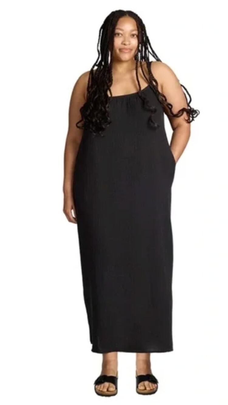 Sol Angeles Plus Gauze Maxi Dress In Black Size XL/XXL Cotton Beach Sundress